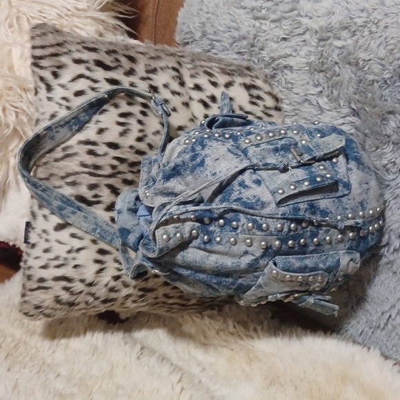 Zara Bags Vintage Zara Studded Acid Wash Denim Bucket Bag Poshmark